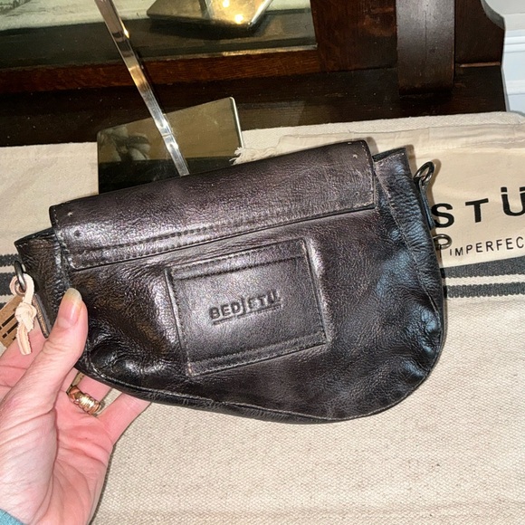 Bed Stu Distressed Black Leather Crossbody Bag - Picture 10 of 15